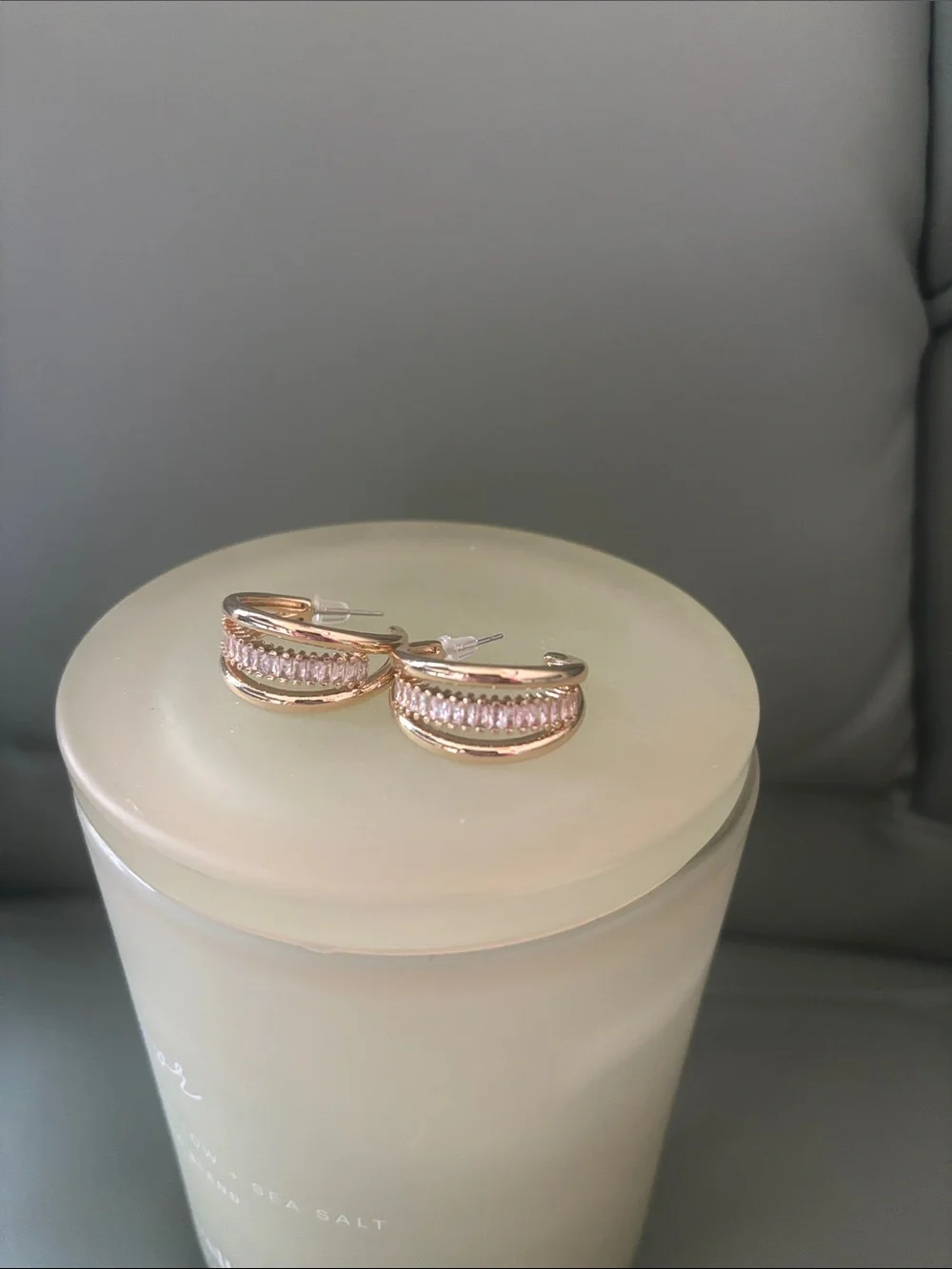 Elegant Gold-Tone Crystal Huggie Earrings